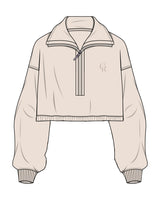 The Suede 1/2 Zip - Latte - Core Reform - Left Chest "CR" - Embroidered - Tone on Tone