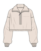 The Suede 1/2 Zip - Latte - Core Reform - Left Chest - Embroidered - Tone on Tone