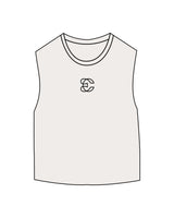 The Micro Rib Basic Crop Tank - Natural - Evolve Collective - Center Chest - Printed - Black