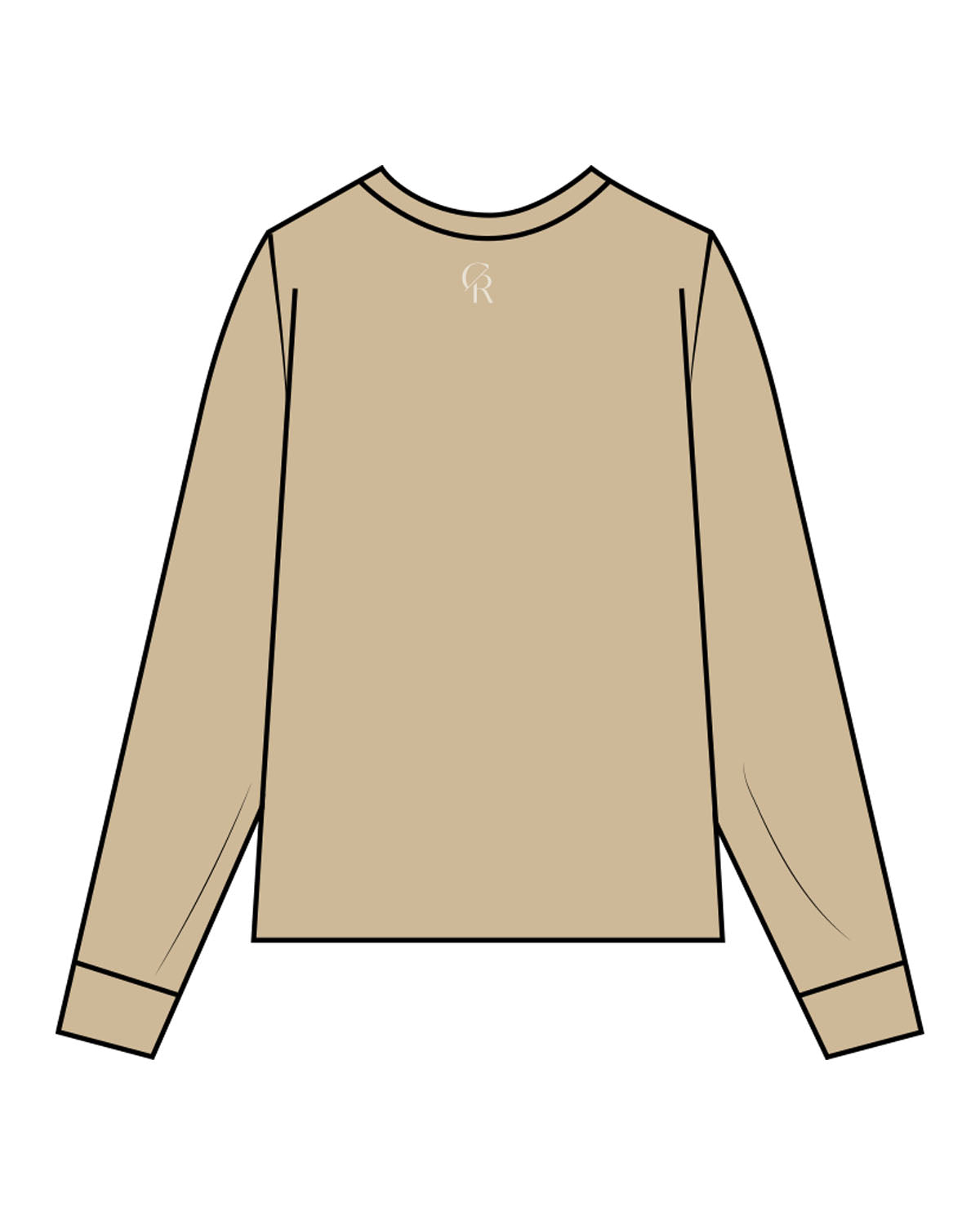 The Unisex Midweight Long Sleeve - Sandstone - Core Reform - Center Chest & Back Neckline - Printed - Khaki