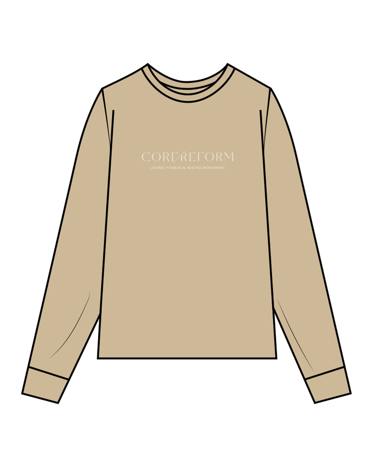 The Unisex Midweight Long Sleeve - Sandstone - Core Reform - Center Chest & Back Neckline - Printed - Khaki