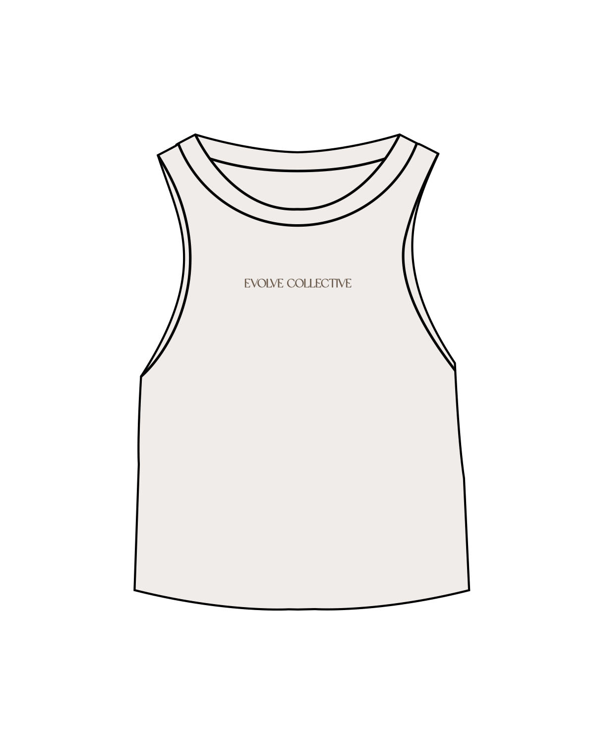 The Micro Rib Racer Crop - Natural - Evolve Collective - Center Chest - Printed - Brown