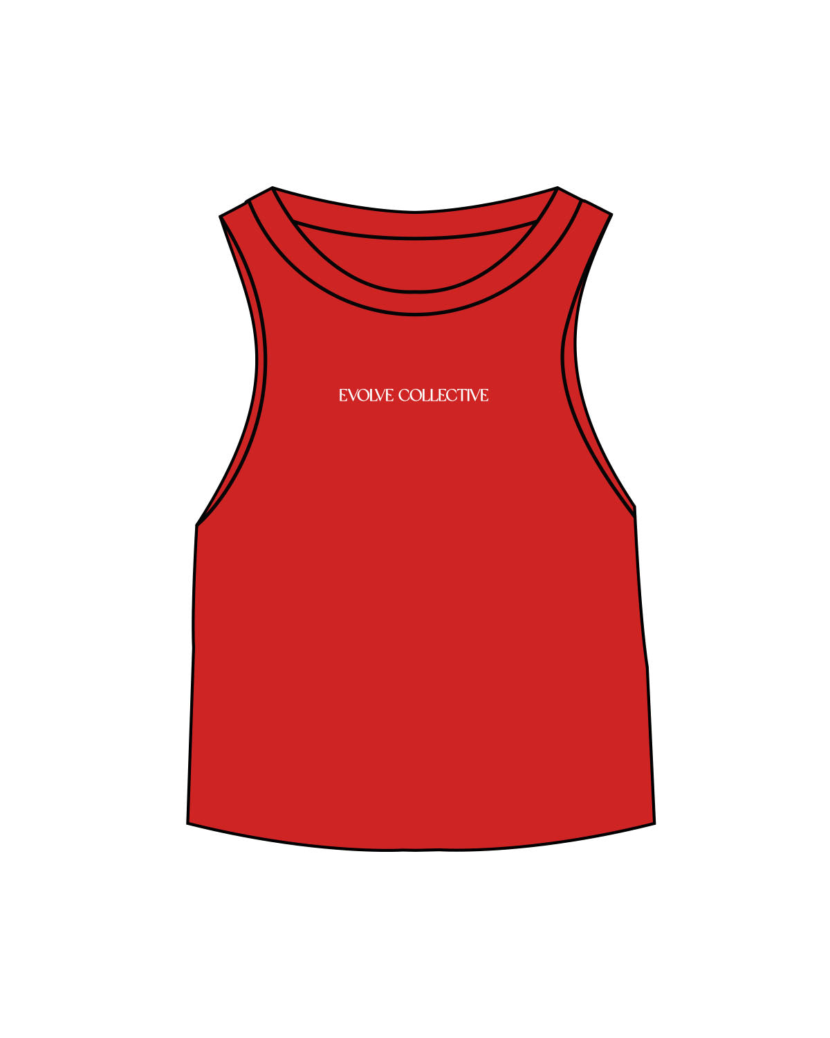 The Micro Rib Racer Crop - Red - Evolve Collective - Center Chest - Printed - White