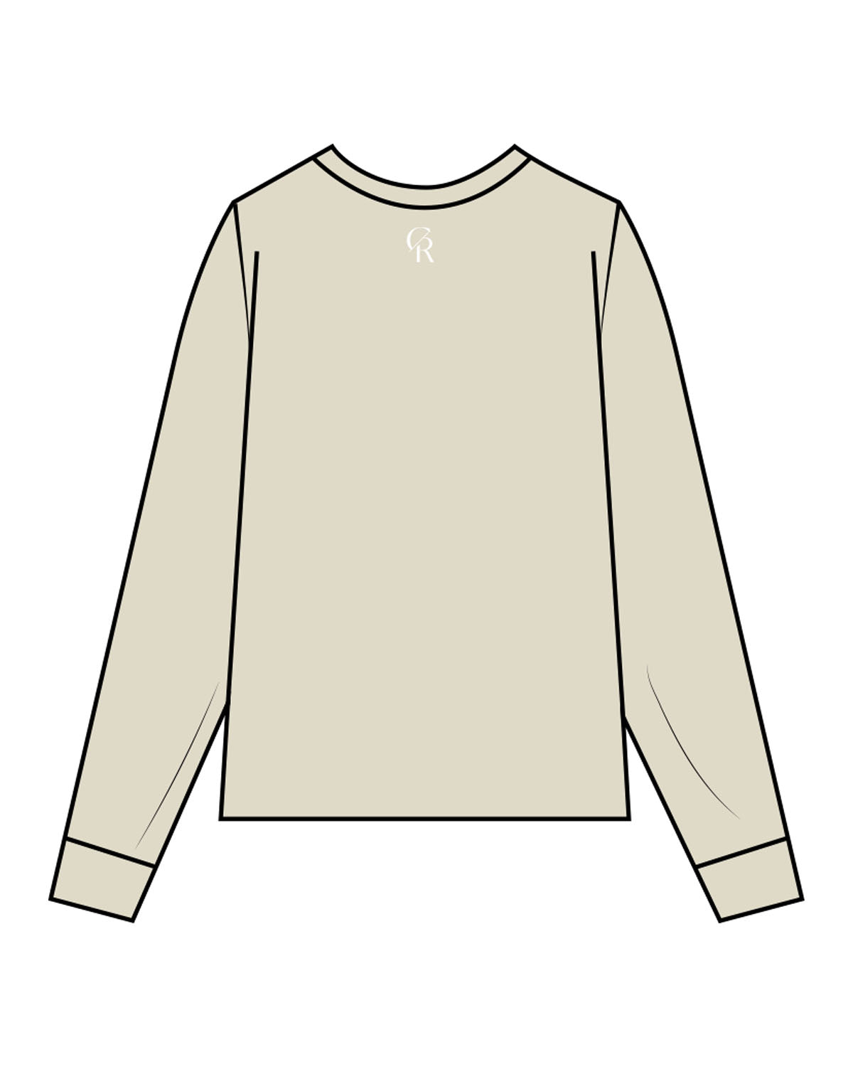 The Unisex Midweight Long Sleeve - Khaki - Core Reform - Center Chest & Back Neckline - Printed - White