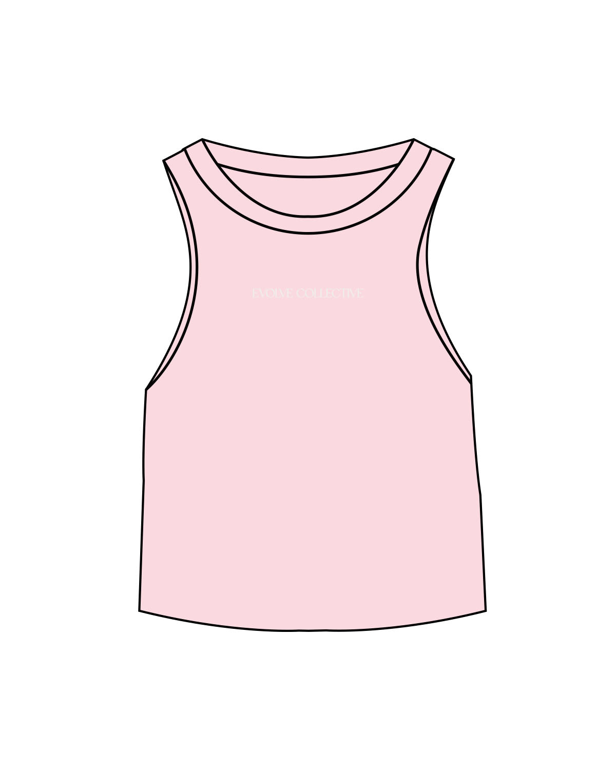 The Micro Rib Racer Crop - Pink - Evolve Collective - Center Chest - Printed - Natural