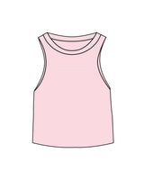 The Micro Rib Racer Crop - Pink - Evolve Collective - Center Chest - Printed - Natural