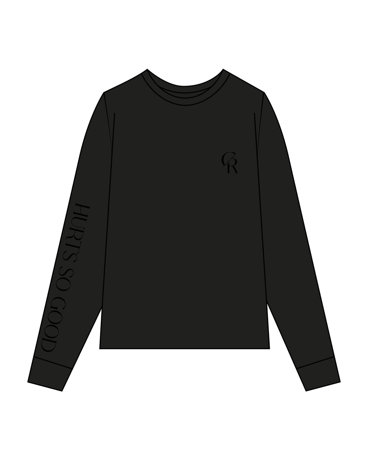 The Womens Oversized Long Sleeve - Black - Core Reform - Left Chest & Right Sleeve - Printed - Tone on Tone
