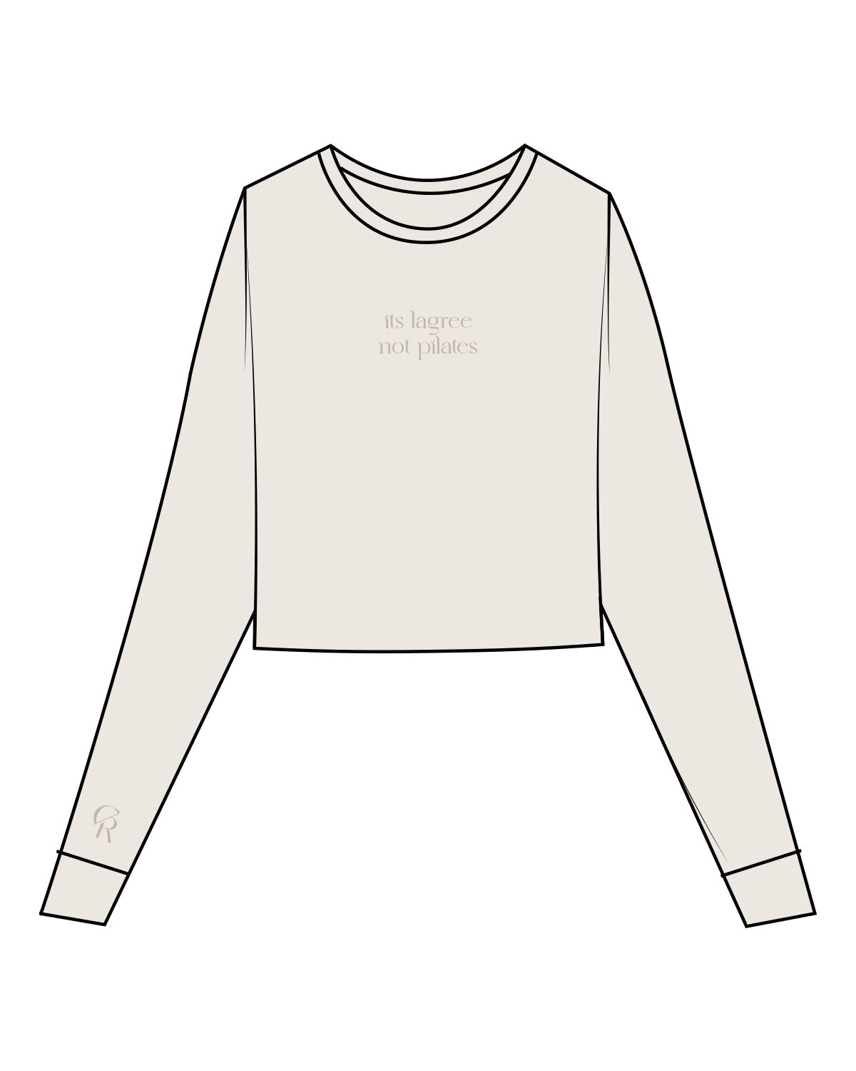 The Micro Rib Crop Long Sleeve - Natural - Core Reform - Center Chest & Right Wrist - Printed - Tone on Tone
