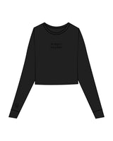 The Micro Rib Crop Long Sleeve - Black - Core Reform - Center Chest Stacked & Right Wrist - Printed - Tone on Tone