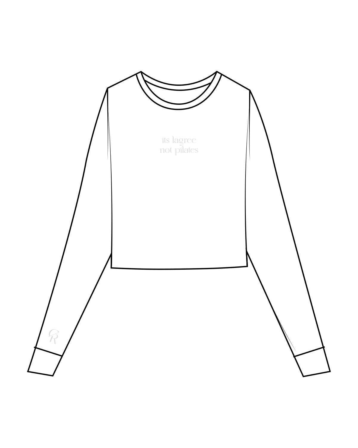 The Micro Rib Crop Long Sleeve - White - Core Reform - Center Chest & Right Wrist - Printed - Tone on Tone