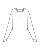 The Micro Rib Crop Long Sleeve - White - Core Reform - Center Chest & Right Wrist - Printed - Tone on Tone