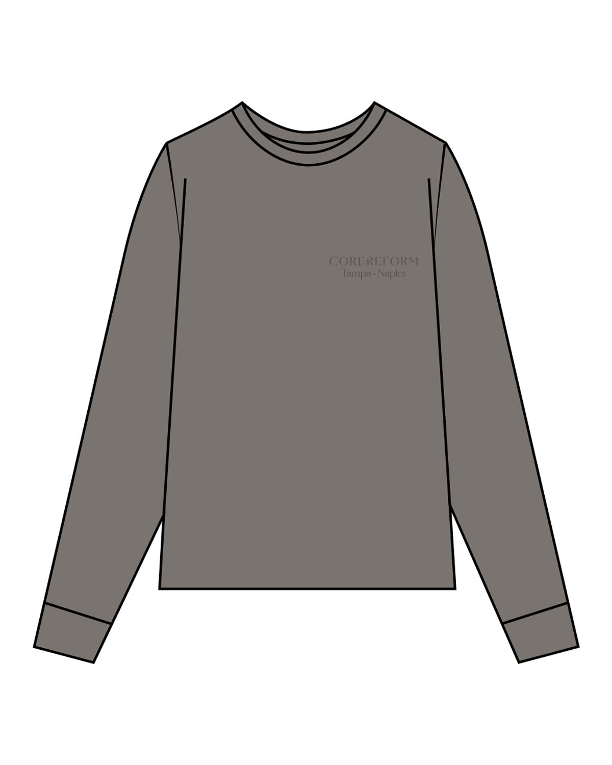 The Womens Heavyweight Long Sleeve - Washed Gray - Core Reform - Left Chest Stacked - Embroidered - Tone on Tone