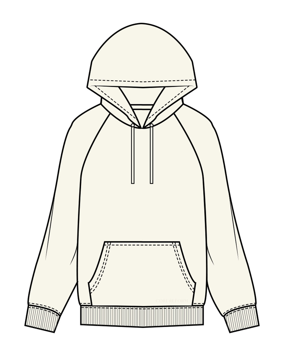 The Womens Heavyweight Hoodie - Off White - Core Reform - Front Pocket - Embroidered - Tone on Tone