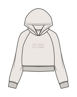 The Womens Crop Hoodie - Bone - Core Reform - Center Chest & Back Lower Left Corner - Printed - Tone on Tone