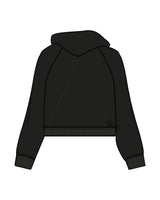 The Womens Crop Hoodie - Black - Core Reform - Center Chest Stacked & Back Lower Left Corner - PRinted - Tone on Tone