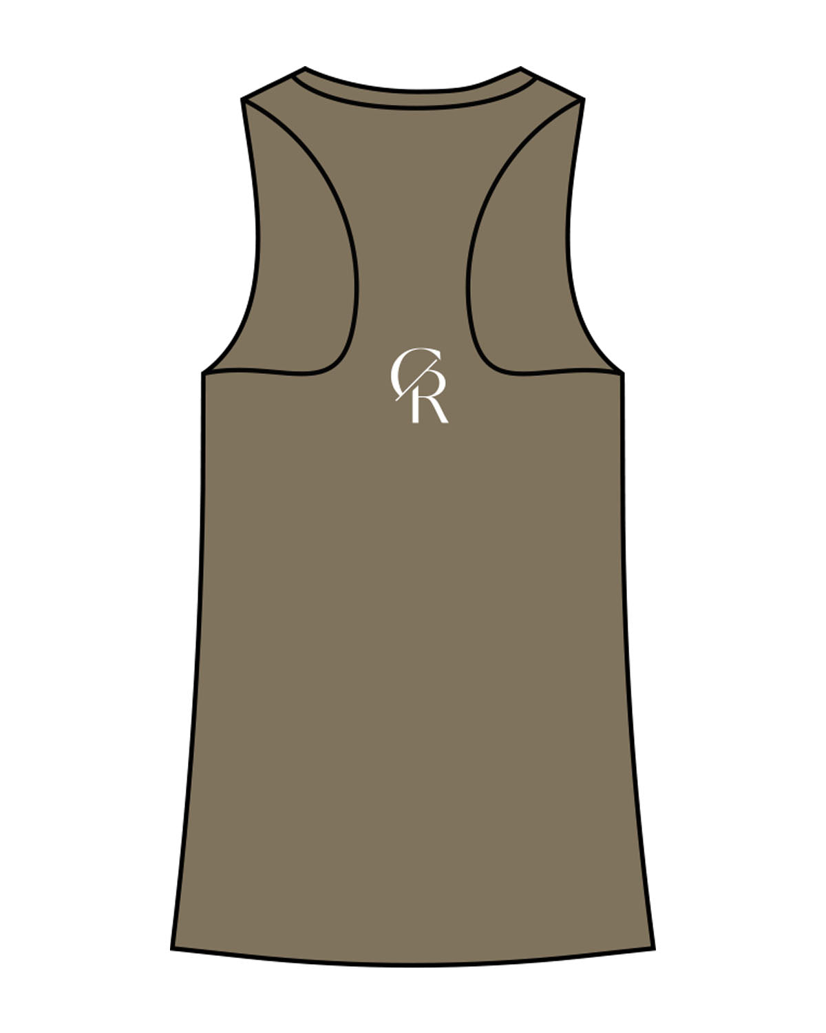 The Womens Full Length Tank - Olive - Core Reform - Left Chest & Center Back - Printed - White