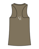 The Womens Full Length Tank - Olive - Core Reform - Left Chest & Center Back - Printed - White