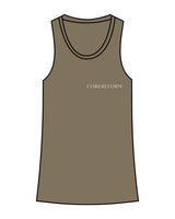 The Womens Full Length Tank - Olive - Core Reform - Left Chest & Center Back - Printed - White