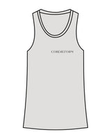 The Womens Full Length Tank - Light Gray - Core Reform - Left Chest & Center Back - Printed - Black