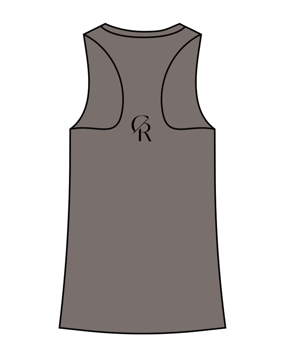 The Womens Full Length Tank - Charcoal - Core Reform - Left Chest & Center Back - Printed - Black