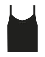 The Micro Rib Strappy Crop Tank - Black - Core Reform - Center Chest & Back Neckline - Printed - Khaki