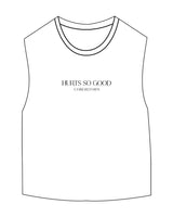 The Micro Rib Basic Crop Tank - White - Core Reform - Center Chest Stacked "HURTS" - Printed - Black