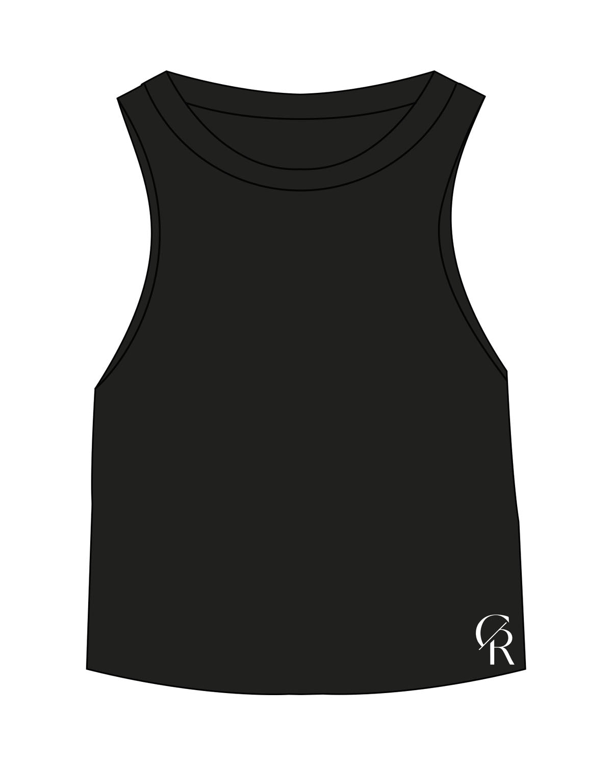 The Micro Rib Racer Crop - Black - Core Reform - Lower Left Corner - Printed - White