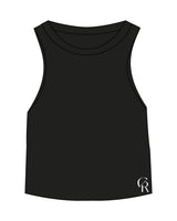 The Micro Rib Racer Crop - Black - Core Reform - Lower Left Corner - Printed - White