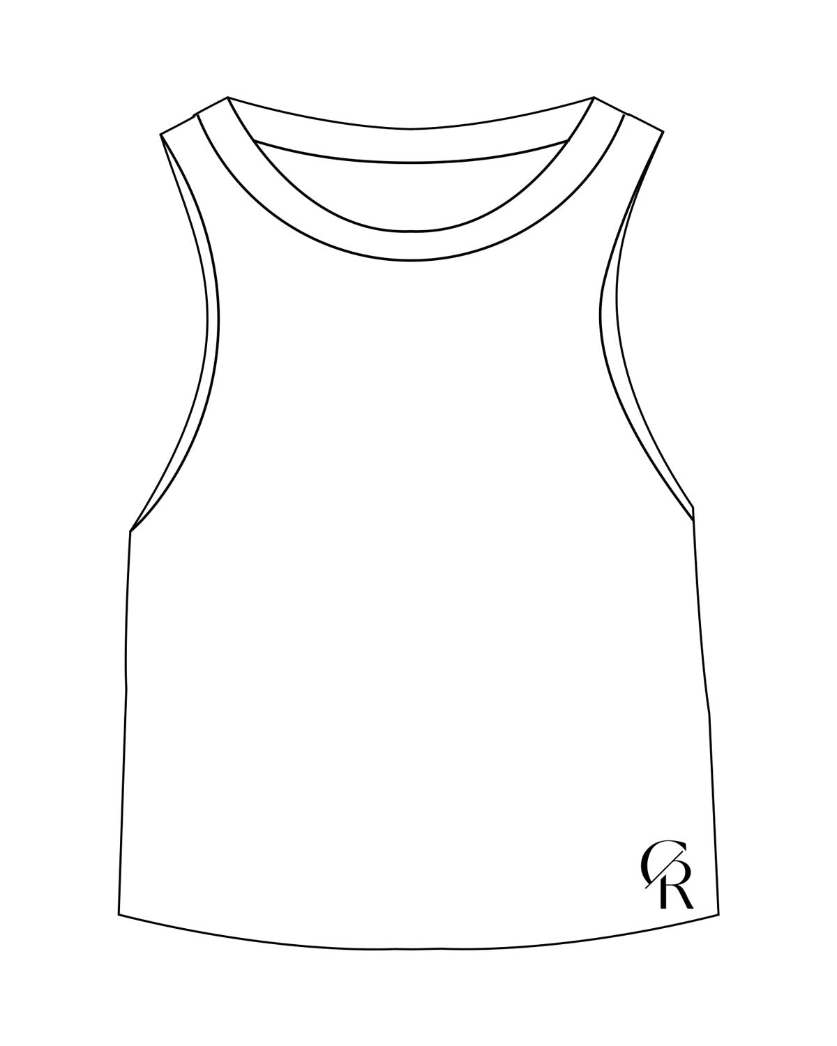 The Micro Rib Racer Crop - White - Core Reform - Lower Left Corner - Printed - Black