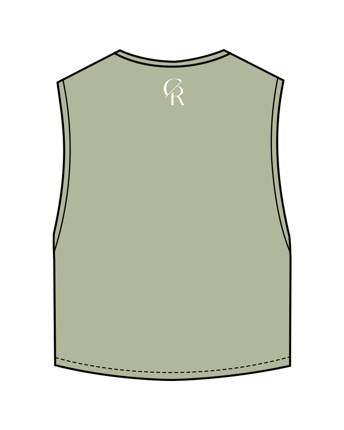 The Crop Muscle Tank - Pistachio - Core Reform - Center Chest & Back Neckline - Printed - White