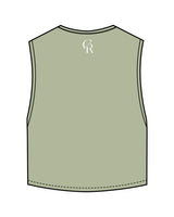 The Crop Muscle Tank - Pistachio - Core Reform - Center Chest & Back Neckline - Printed - White