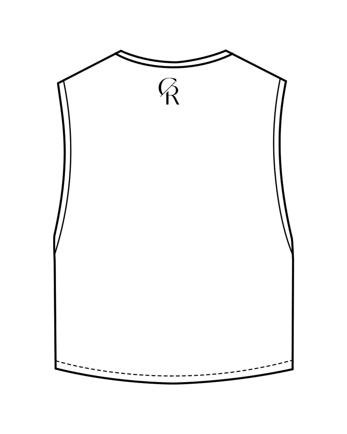 The Crop Muscle Tank - White - Core Reform - Center Chest & Back Neckline - Printed - Black