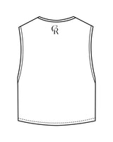 The Crop Muscle Tank - White - Core Reform - Center Chest & Back Neckline - Printed - Black