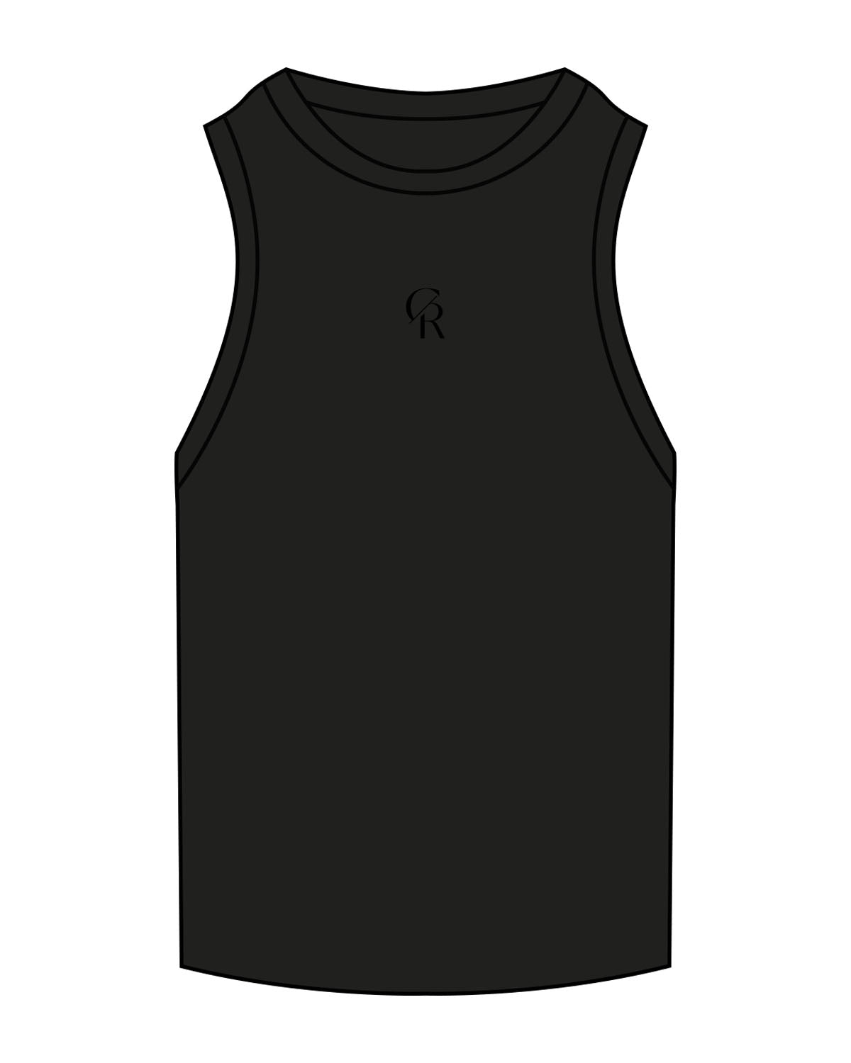The Ribbed Full Length Tank - Black - Core Reform - Center Chest - Embroidered - Tone on Tone