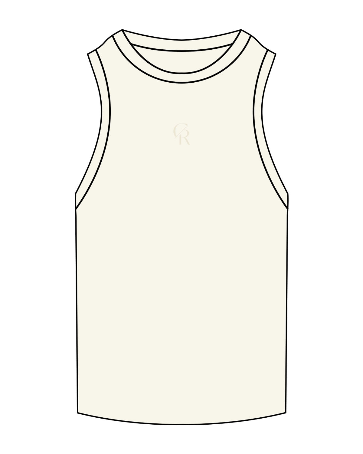 The Ribbed Full Length Tank - Off White - Core Reform - Center Chest - Embroidered - Tone on Tone