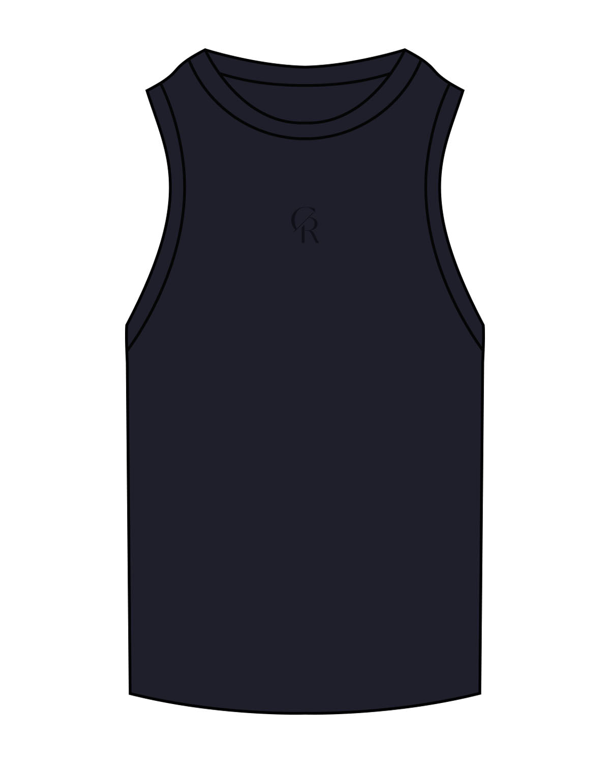 The Ribbed Full Length Tank - Navy - Core Reform - Center Chest - Embroidered - Tone on Tone