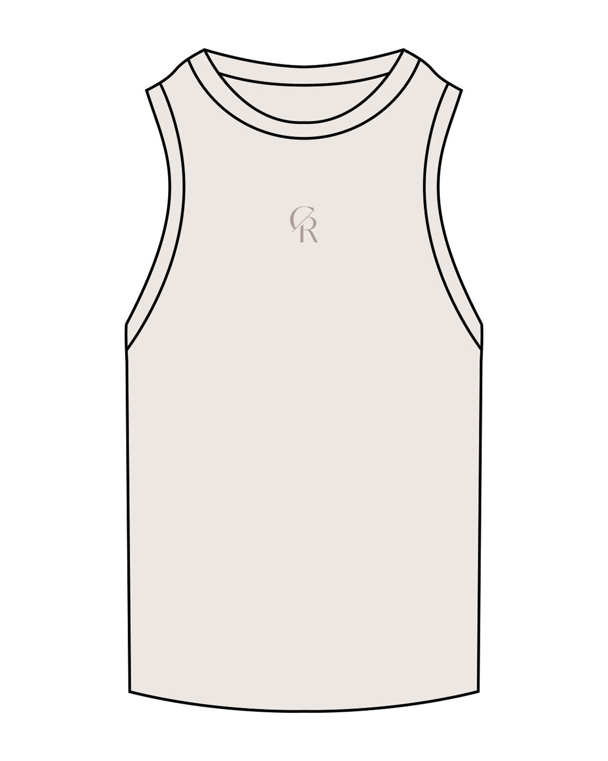 The Ribbed Full Length Tank - Bone - Core Reform - Center Chest - Embroidered - Tone on Tone