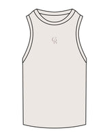 The Ribbed Full Length Tank - Bone - Core Reform - Center Chest - Embroidered - Tone on Tone