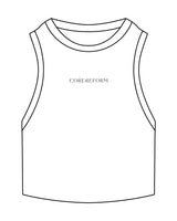 The Ribbed Crop Tank - White - Core Reform - Center Chest - Embroidered - Iron
