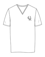 The Womens V Neck Tee - White - Core Reform - Left Chest - Printed - Black