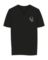 The Womens V Neck Tee - Black - Core Reform - Left Chest - Printed - White