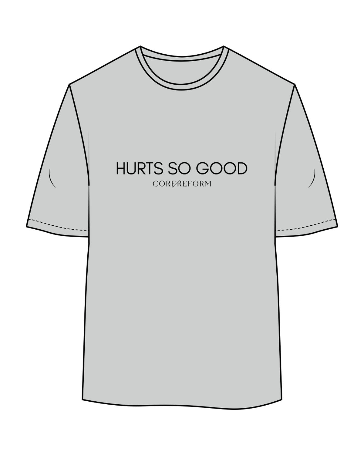 The Womens Oversized Tee - Storm - Core Reform - Center Chest "HURTS" - Printed - Black