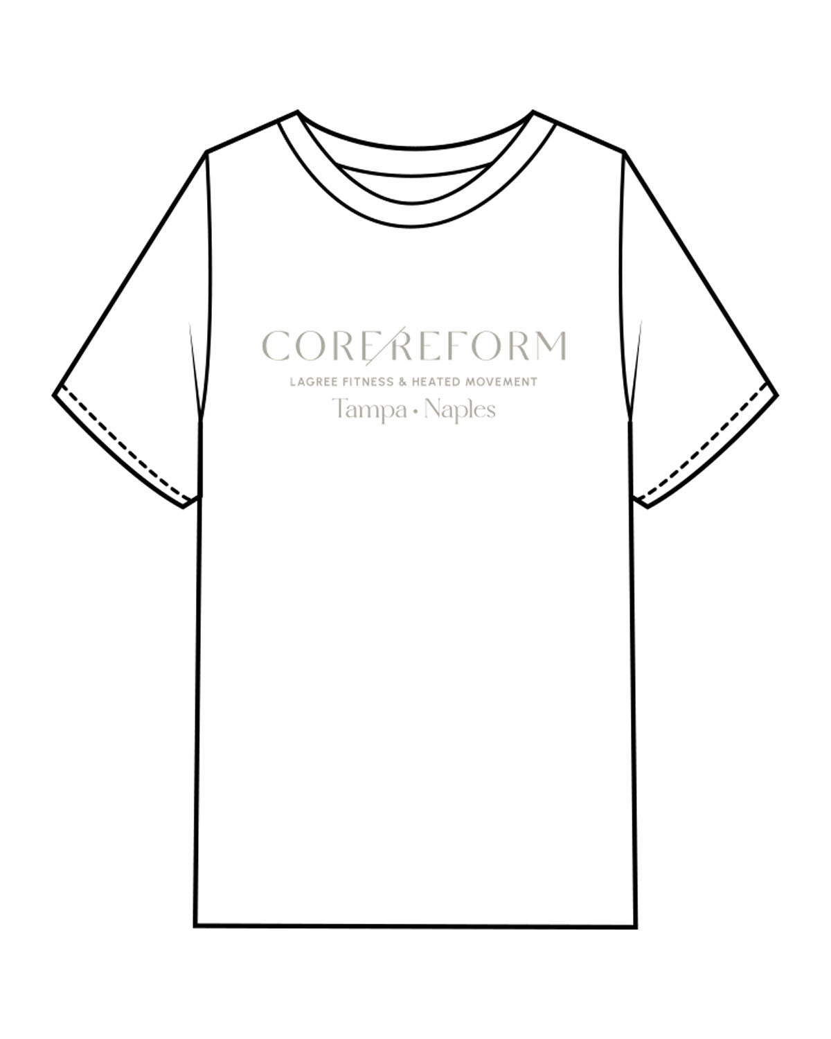 The Womens Heavyweight Tee - White - Core Reform - Center Chest Stacked - Printed - Sage