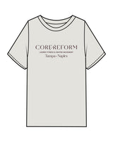 The Mens Heavyweight Tee - Washed Bone - Core Reform - Center Chest Stacked - Printed - Eggplant