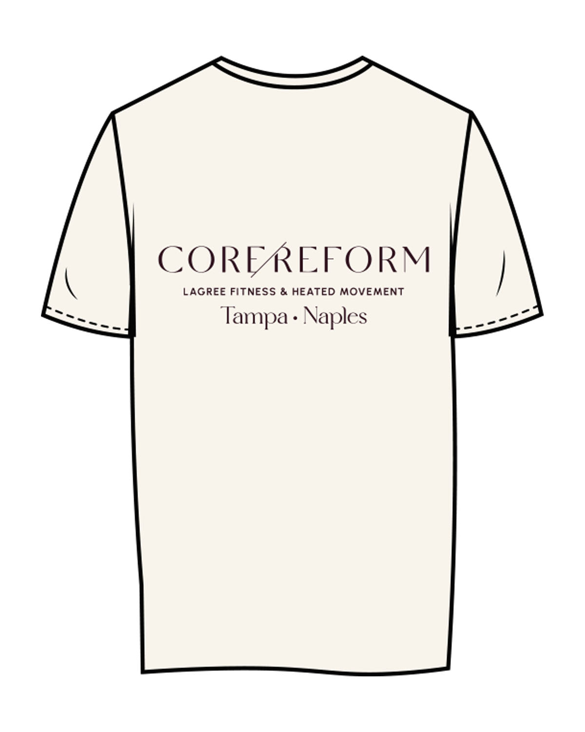 The Womens Tee - Off White - Core Reform - Left Chest & Back Stacked - Printed - Eggplant