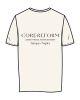 The Womens Tee - Off White - Core Reform - Left Chest & Back Stacked - Printed - Eggplant