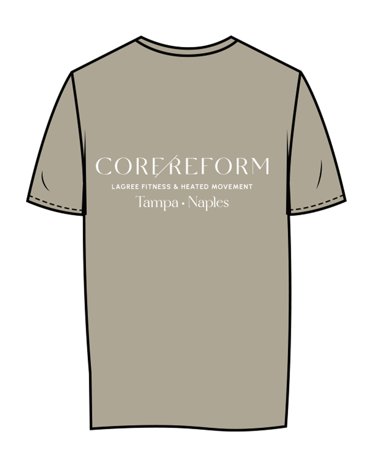 The Womens Tee - Mushroom - Core Reform - Left Chest & Back Stacked - Printed - White