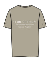 The Womens Tee - Mushroom - Core Reform - Left Chest & Back Stacked - Printed - White