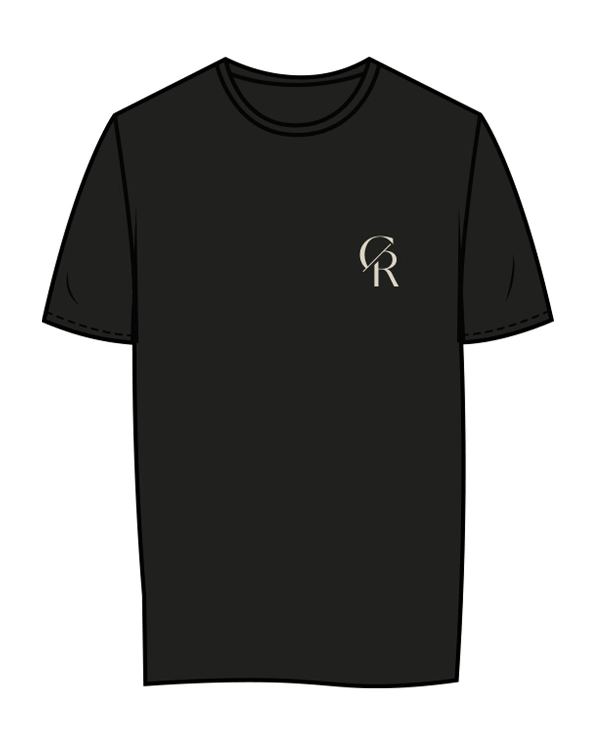 The Womens Tee - Black - Core Reform - Left Chest Stacked & Back Stacked - Printed - Ecru