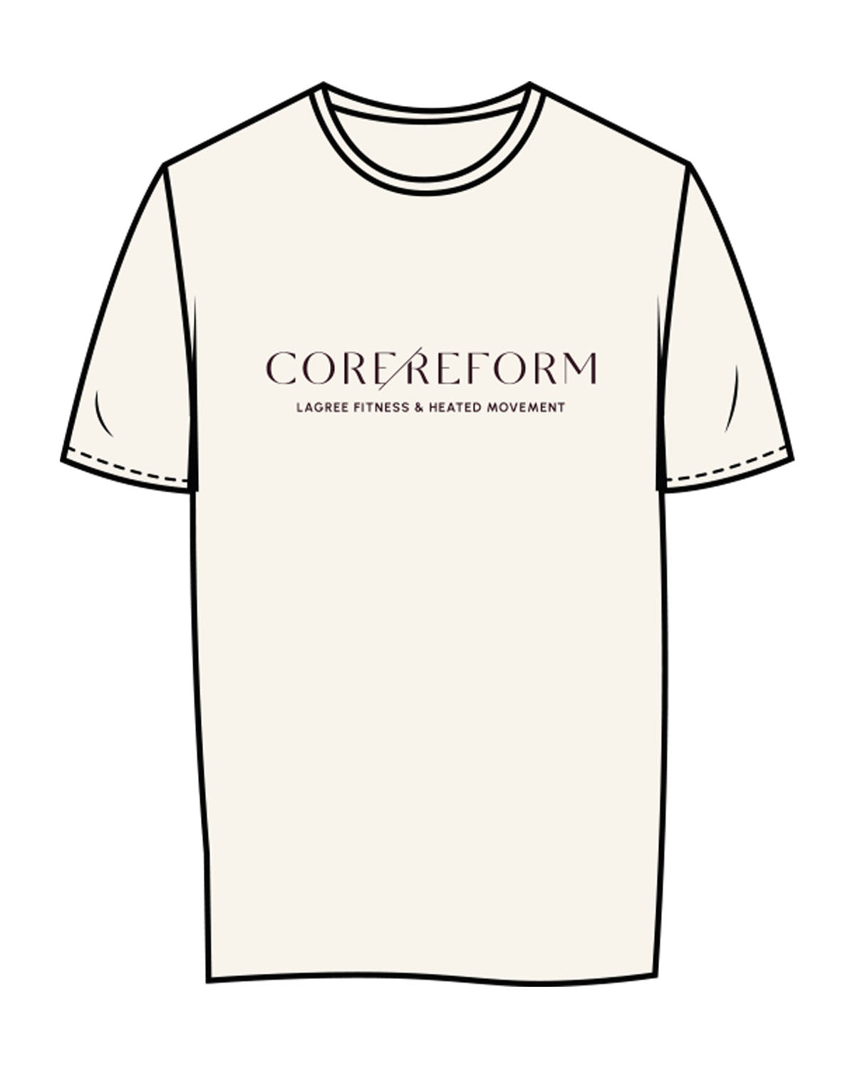 The Womens Tee - Off White - Core Reform - Center Chest & Back Stacked - Printed - Eggplant